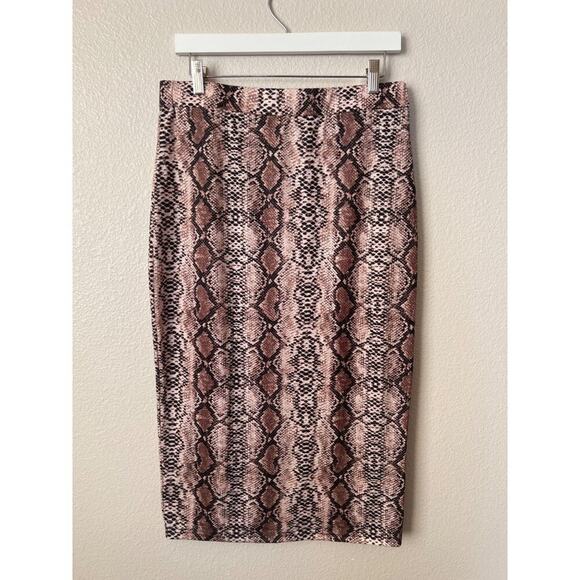 SHEIN PYTHON PRINT KNIT STRETCH PENCIL SKIRT - Picture 2 of 7